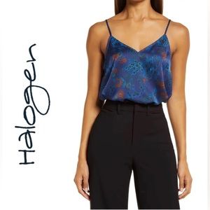 NWOT💕Halogen Woven Camisole - Blue Multi Moody Blooms Size S